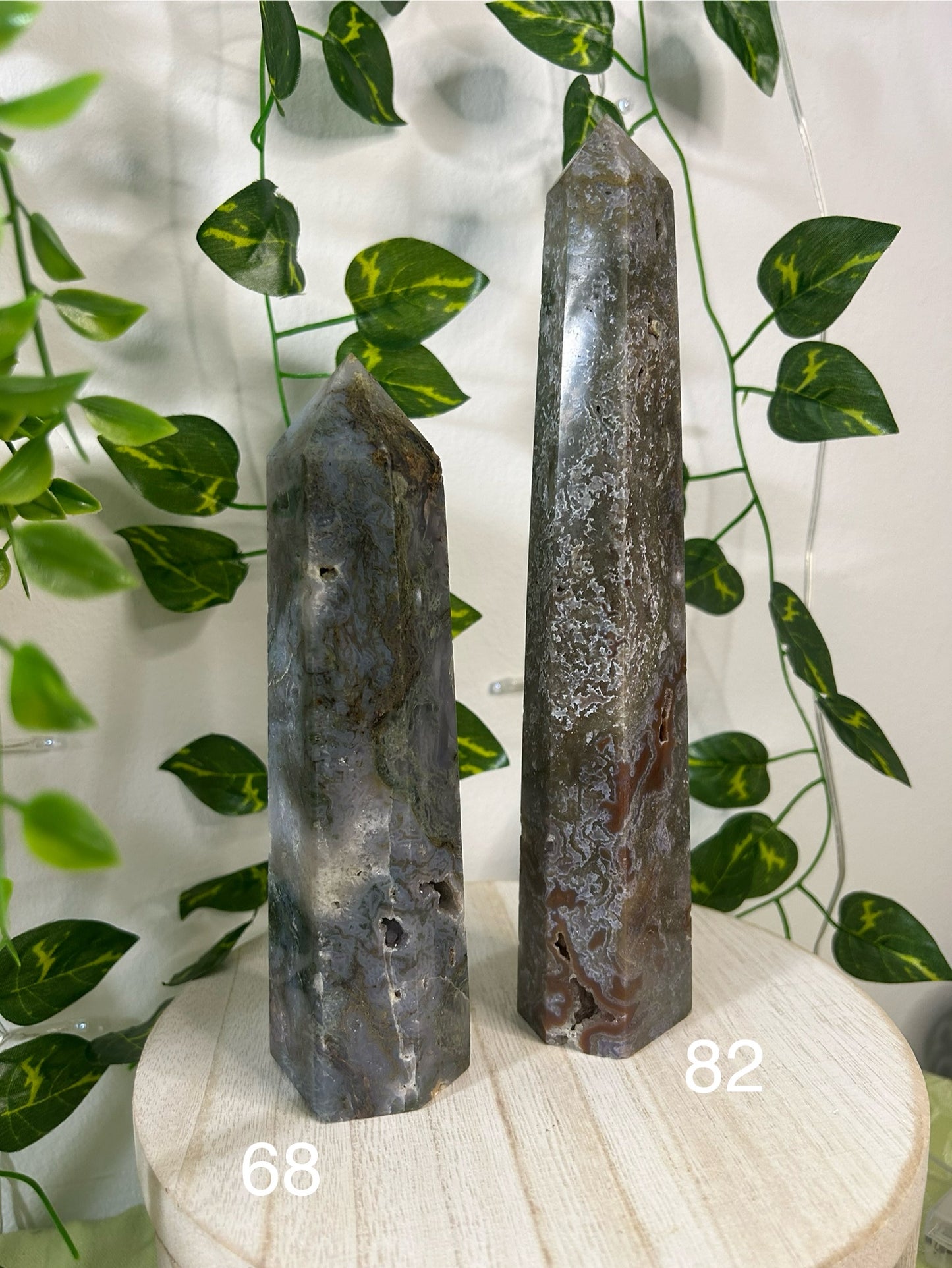 Dark Moss Agate Tower- 68, 82
