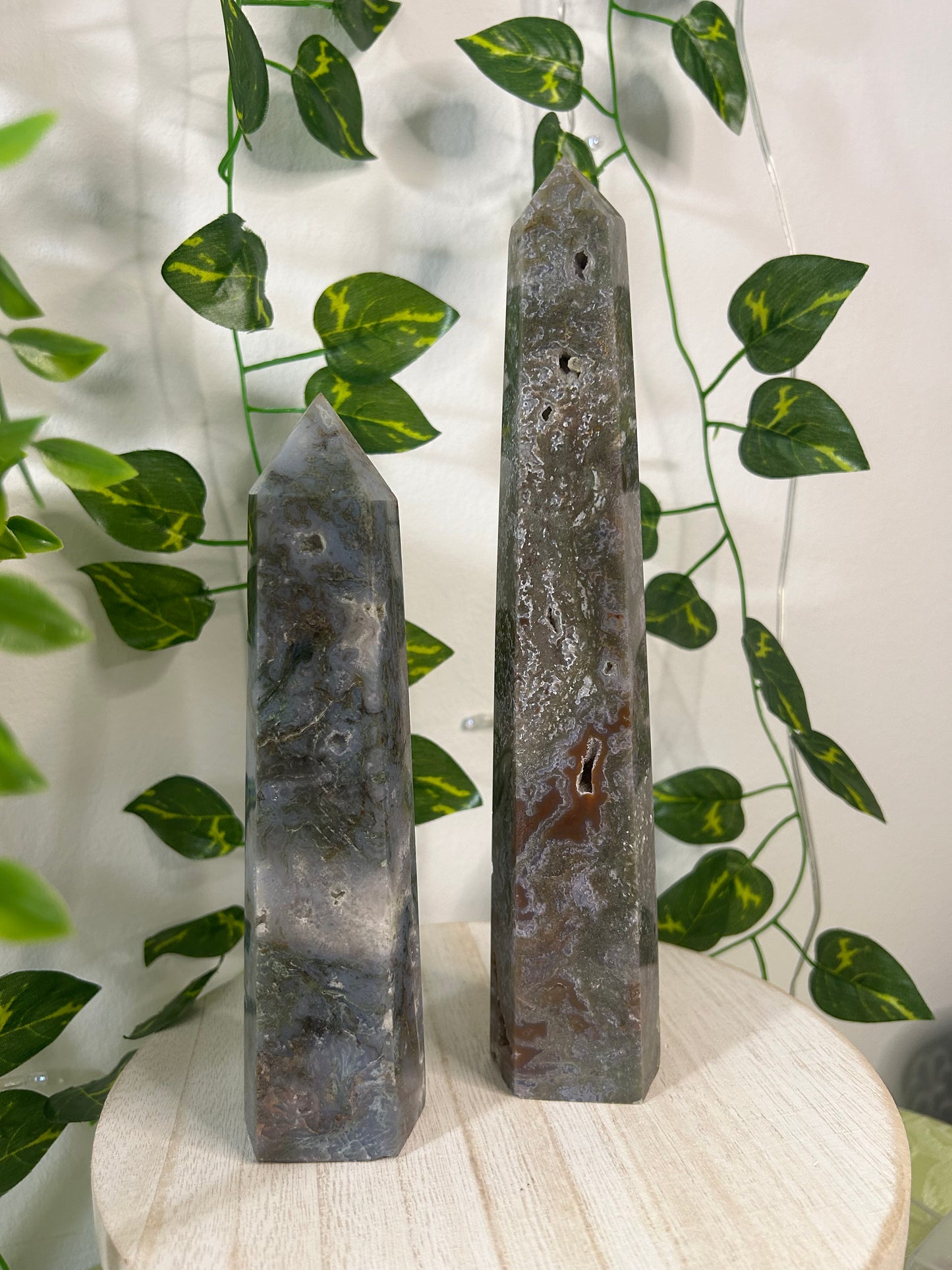 Dark Moss Agate Tower- 68, 82