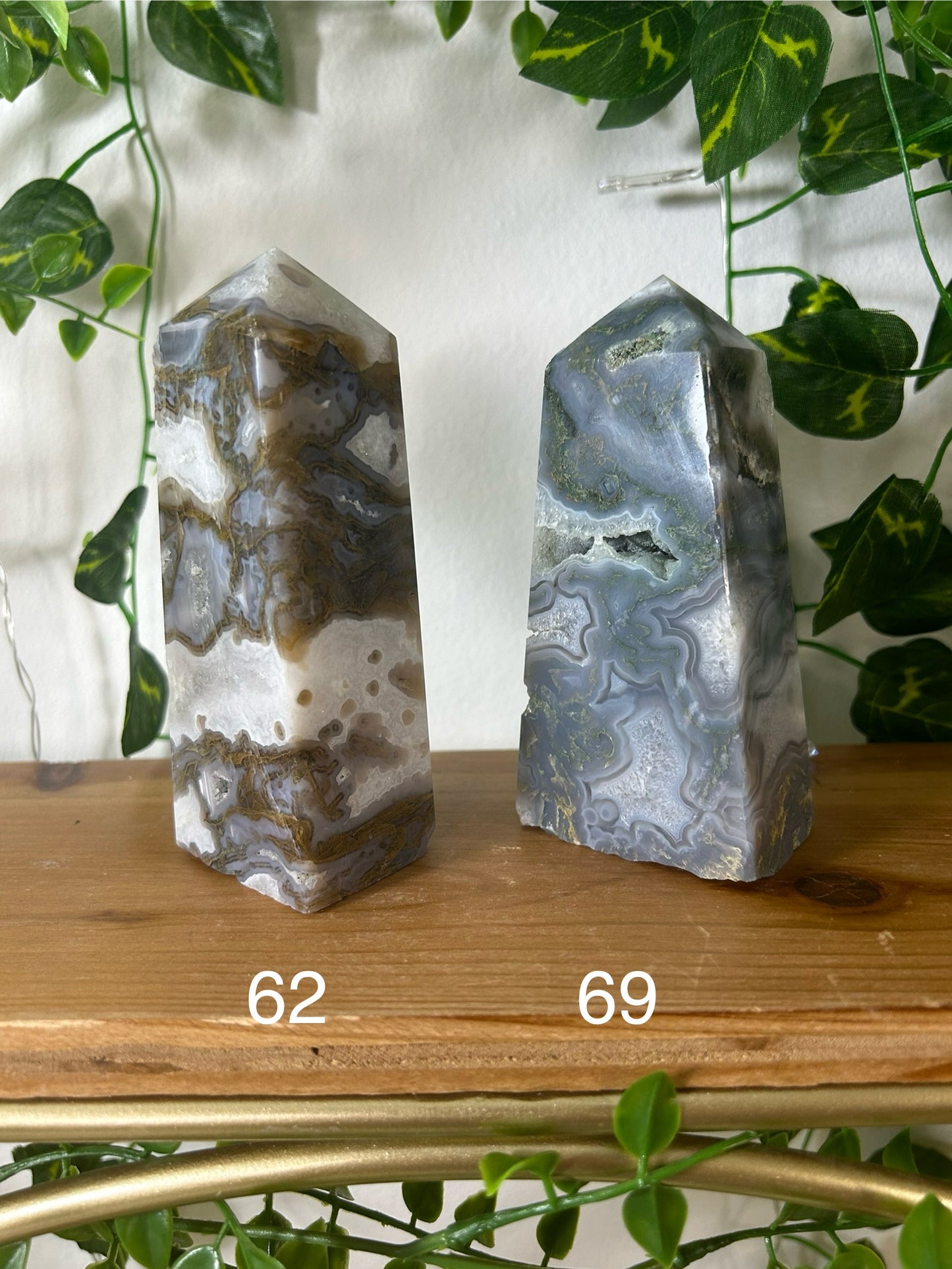 Blue Moss Agate Tower- 62, 69