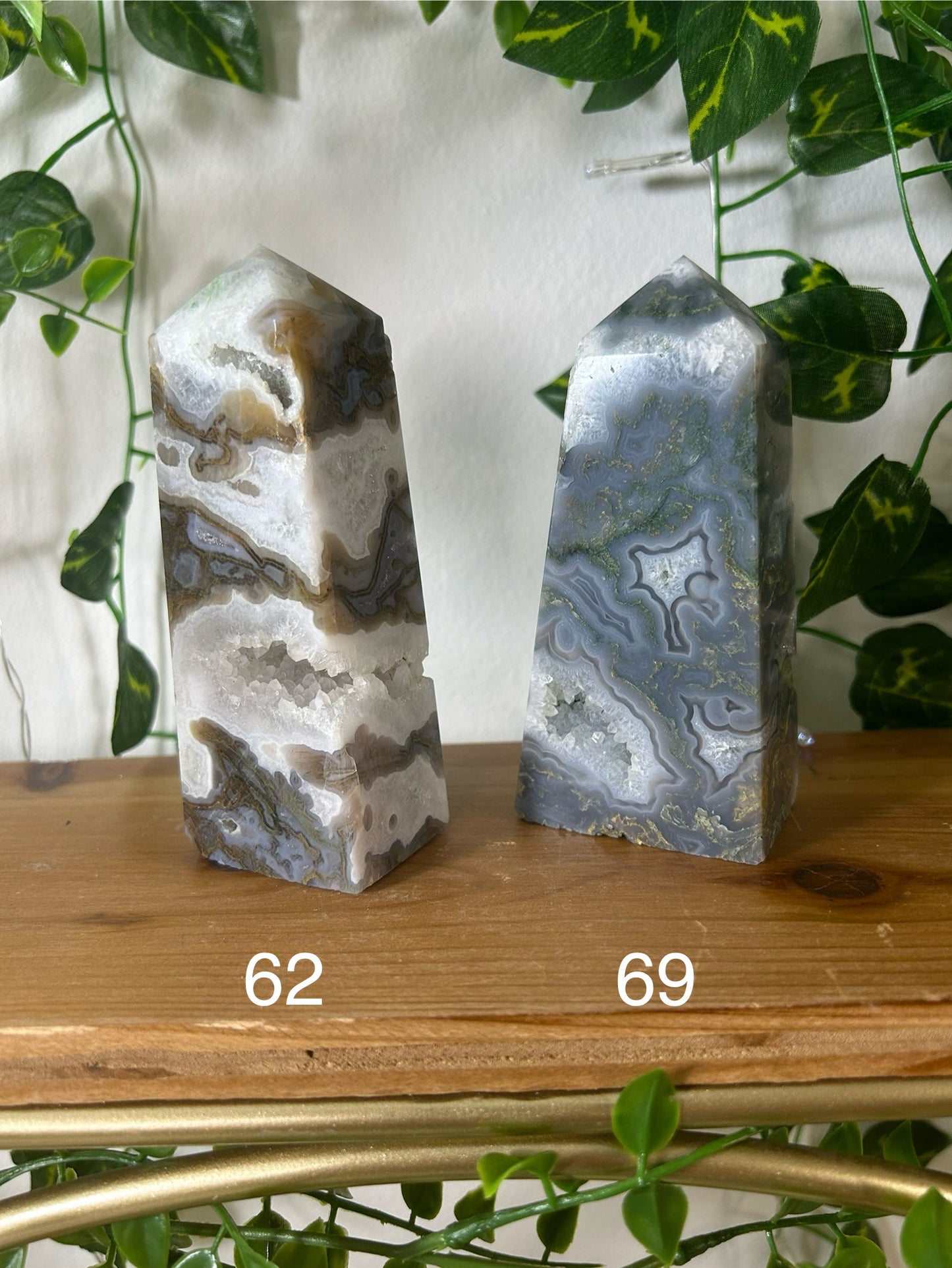 Blue Moss Agate Tower- 62, 69