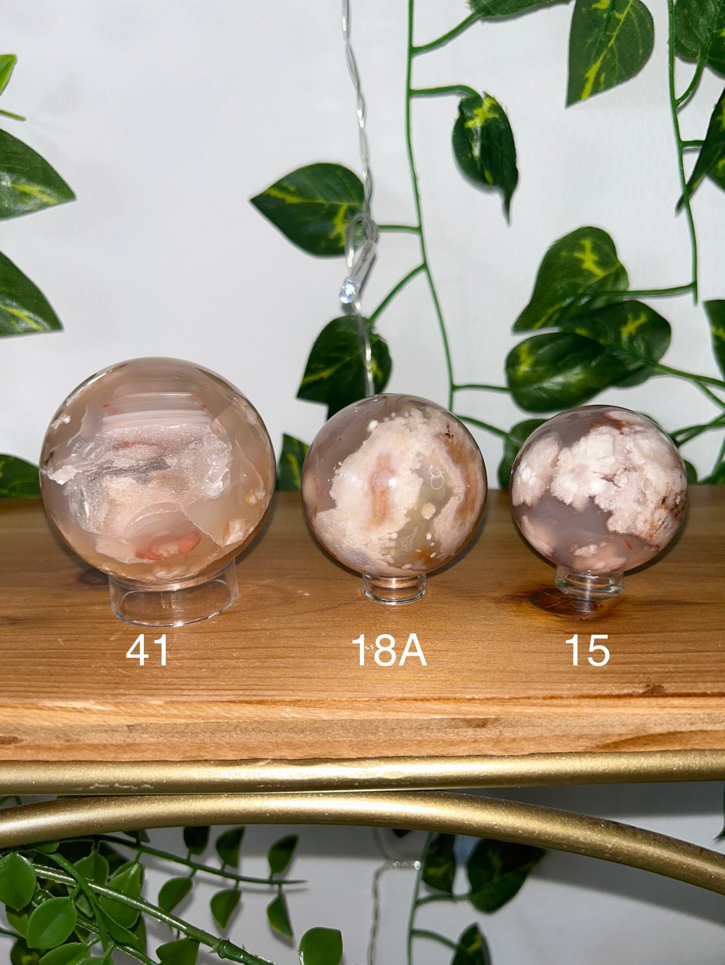 Flower Agate Spheres- 41, 18A, 15