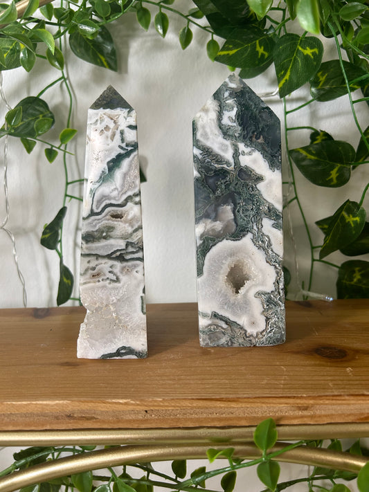 White Moss Agate Tower- 41, 66