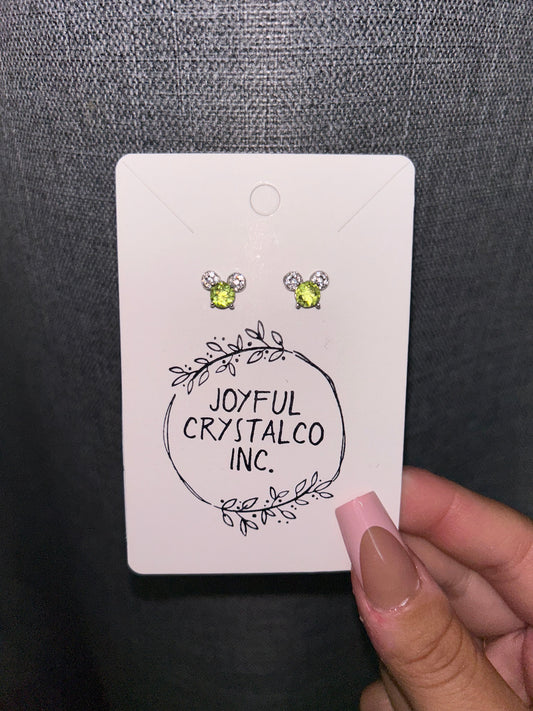 Peridot Mickey Mouse S925 Studs