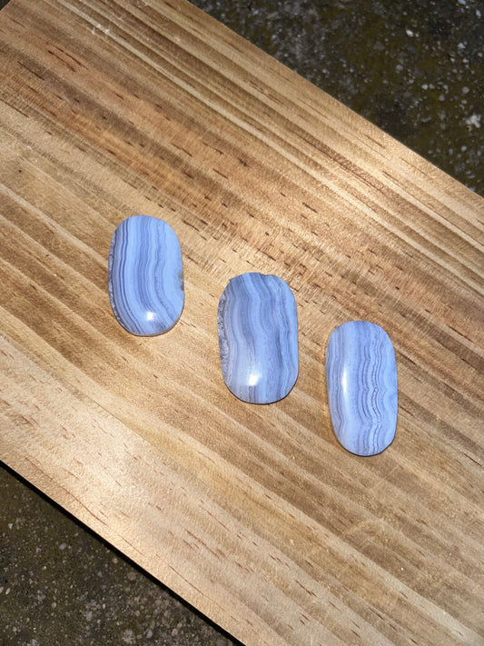 Blue Lace Agate Palm Stone