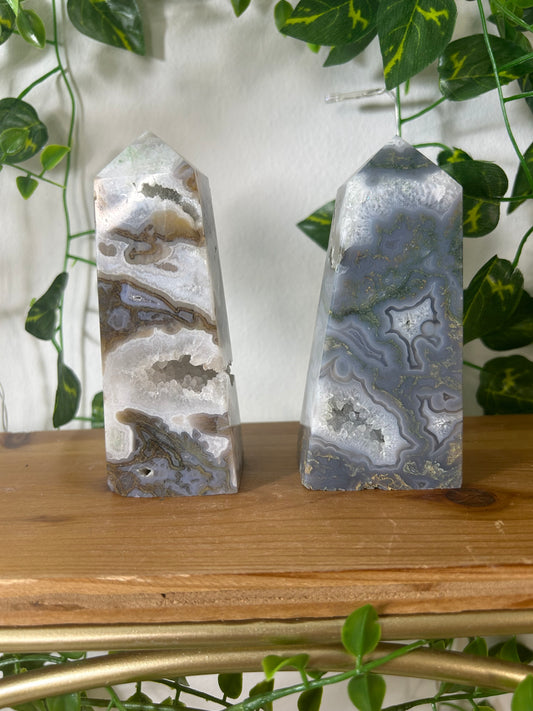 Blue Moss Agate Tower- 62, 69