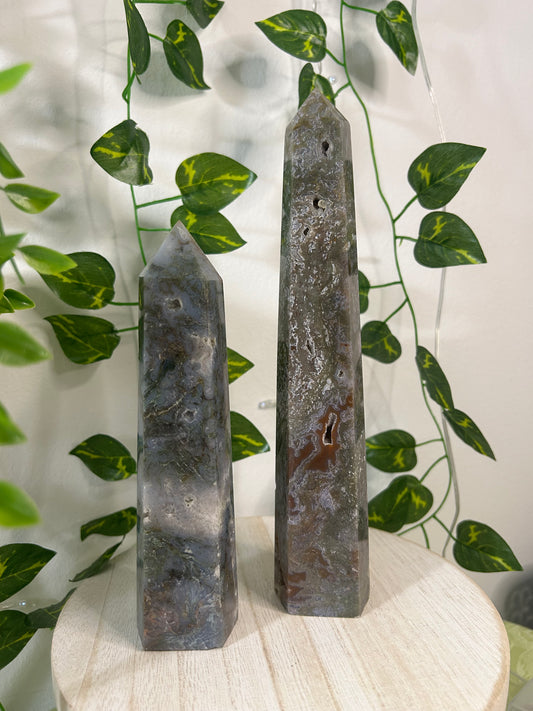 Dark Moss Agate Tower- 68, 82