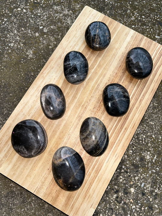 Black Moonstone Palm Stone- your choice