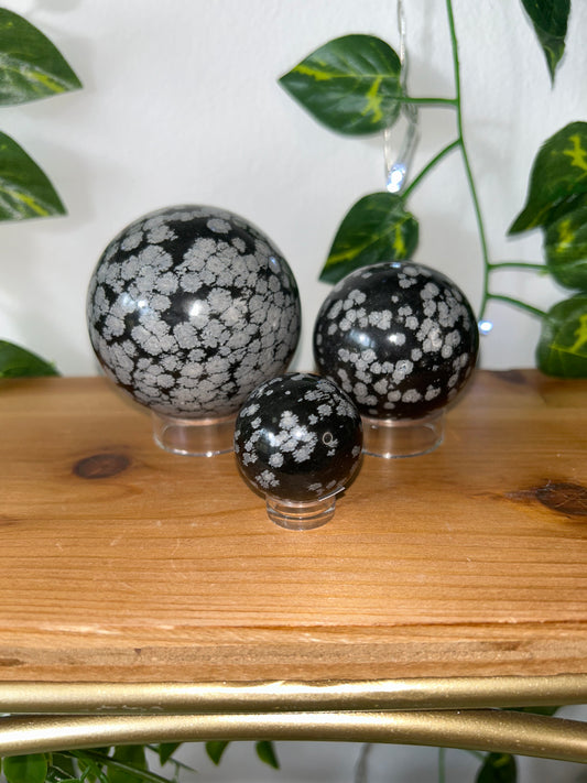 Snowflake Obsidian Spheres- 66, 31, 9