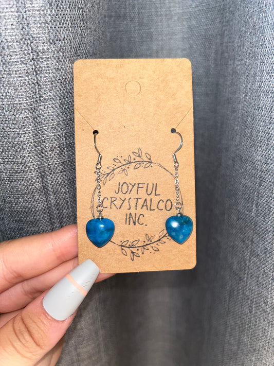 Blue Apatite Heart S925 Earrings