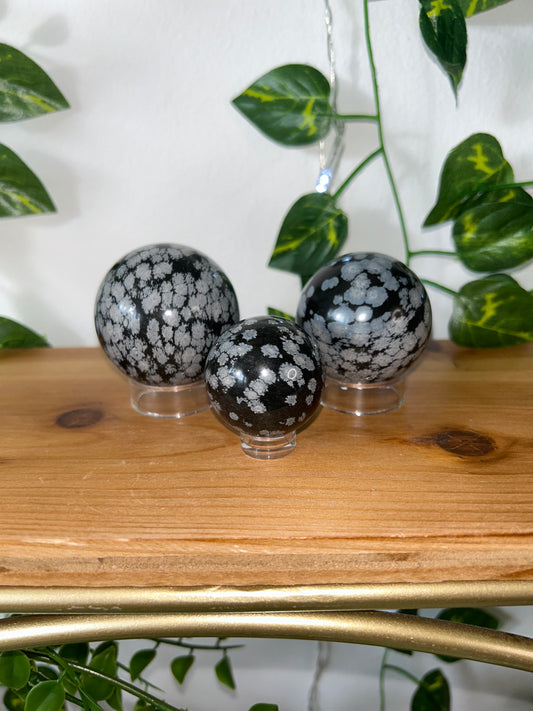 Snowflake Obsidian Spheres- 36, 29, 14