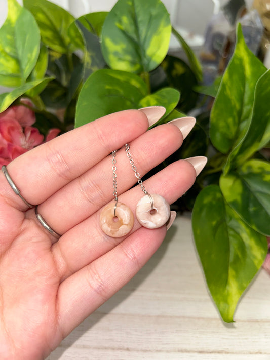 Flower Agate S925 Donut Earrings