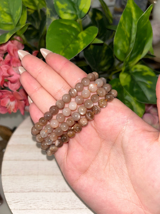 Peach Moonstone Bracelet- 6mm