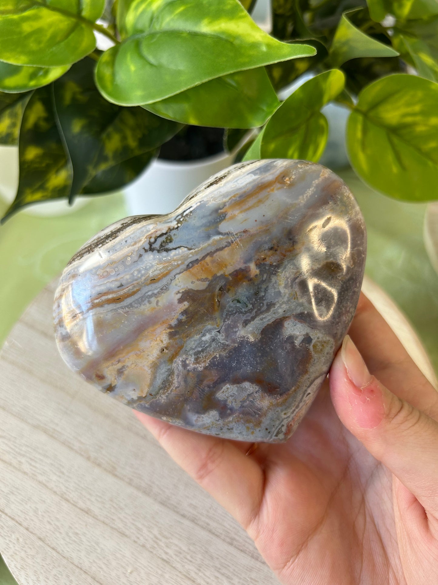 L Ocean Jasper Puffy Hearts- your choice