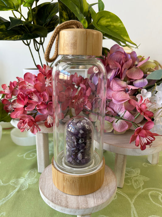 Crystal Water Bottles- Rose Quartz, Amethyst