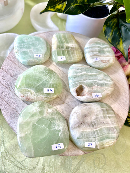 Pistachio Calcite Palm Stones- your choice